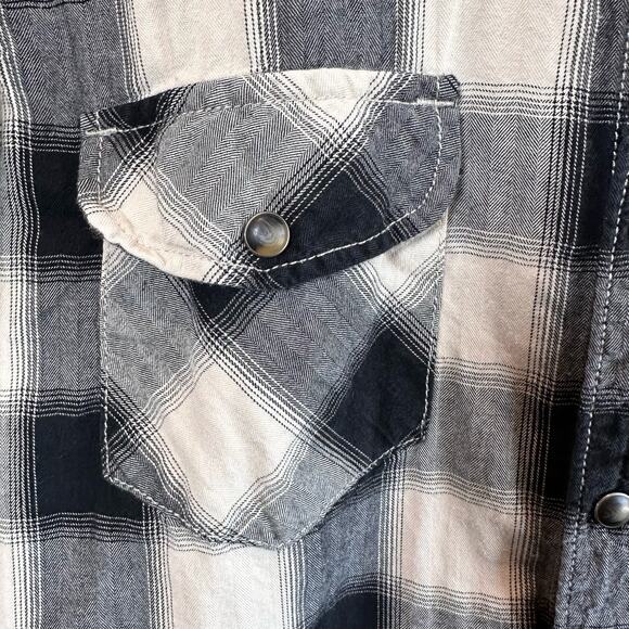 American Eagle Outfitters Plaid Check Shirt Mens Sz L Pearl Snap Chest Pocket LS - Picture 4 of 7